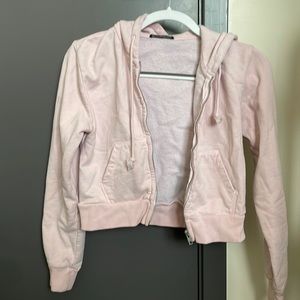 pink brandy melville cropped zip up jacket